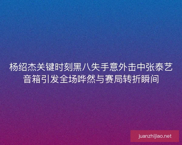 杨绍杰关键时刻黑八失手意外击中张泰艺音箱引发全场哗然与赛局转折瞬间